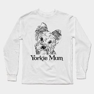 Yorkshire Terrier Black Print Artwork Long Sleeve T-Shirt